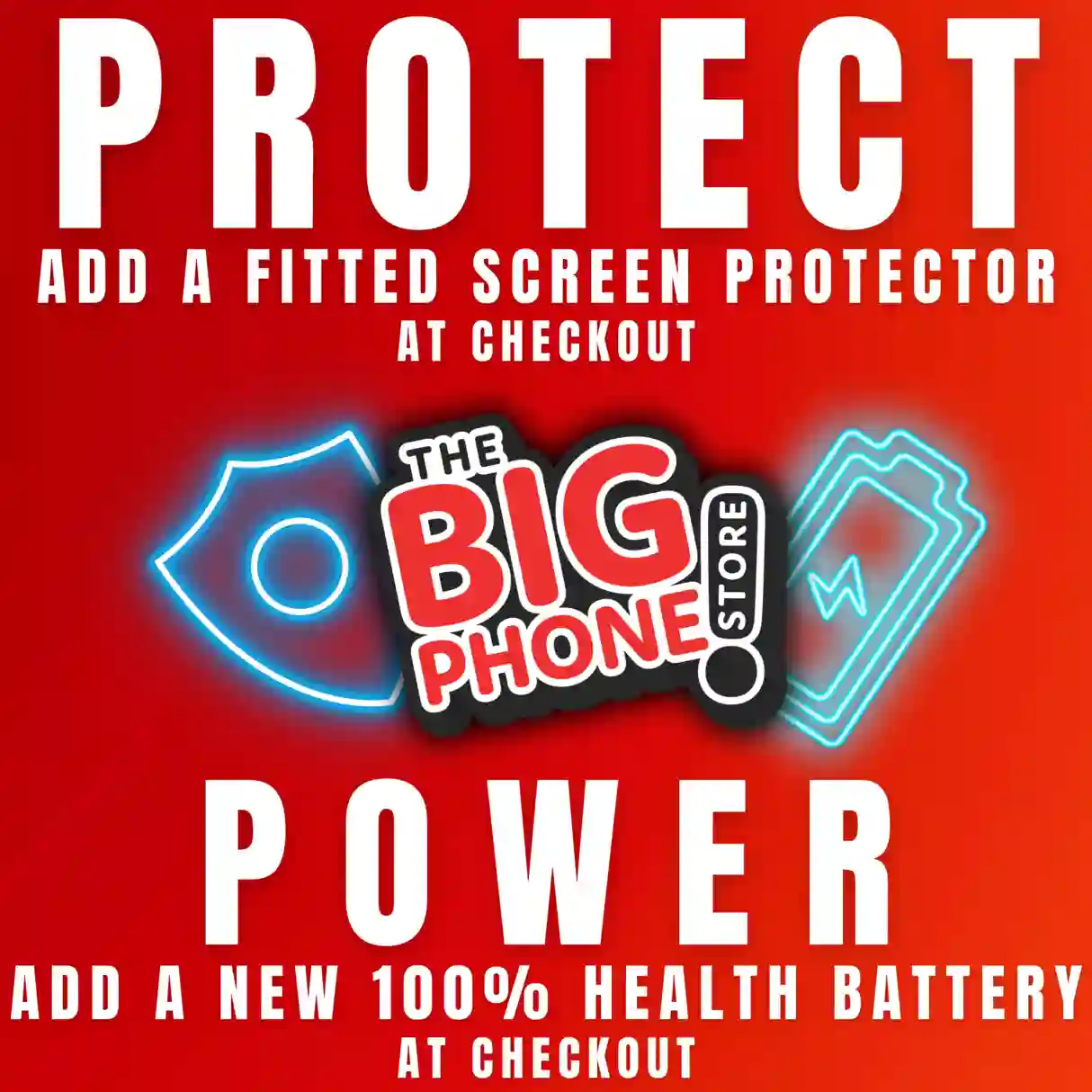 Shield with a screen protector. Power your battery to a new one. Both available at checkout.