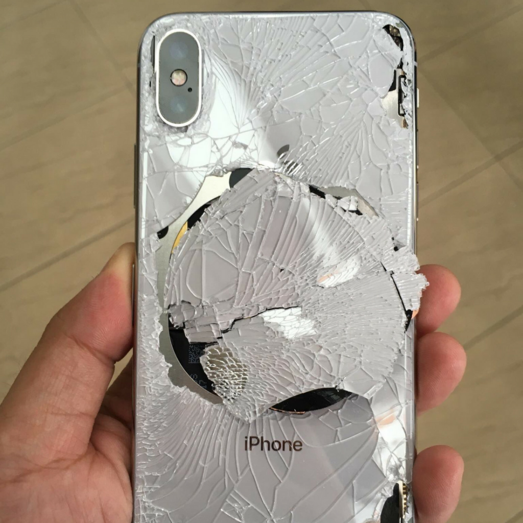 iPhone X back shattered