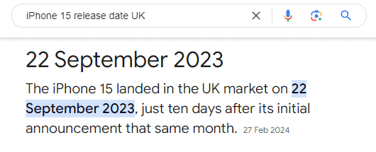 How old is my phone google search
