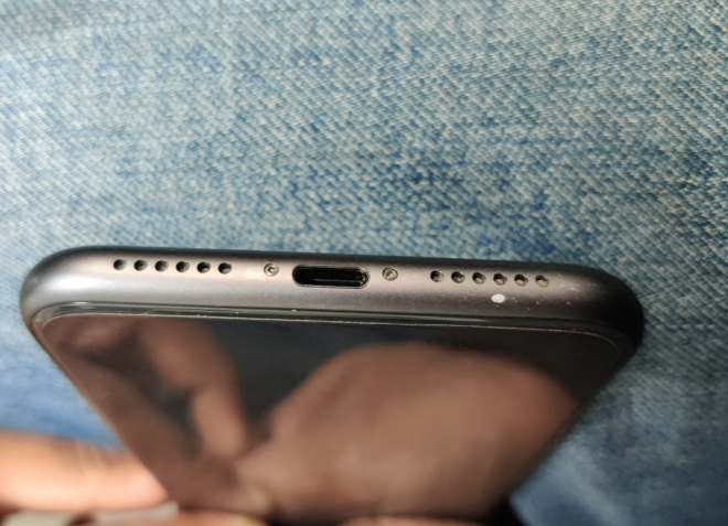 Phone with one larger scuff that could be considered "very good" in refurbished grades
