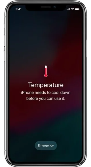 Overheated iphone warning "temperature: iphone needs to cool down before you can use it"