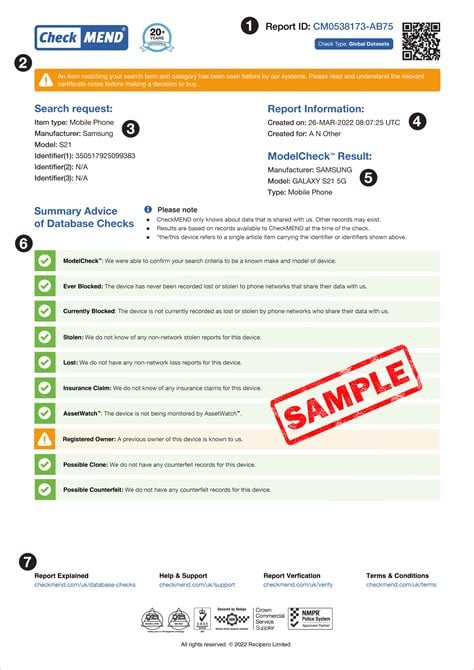 Checkmend report sample