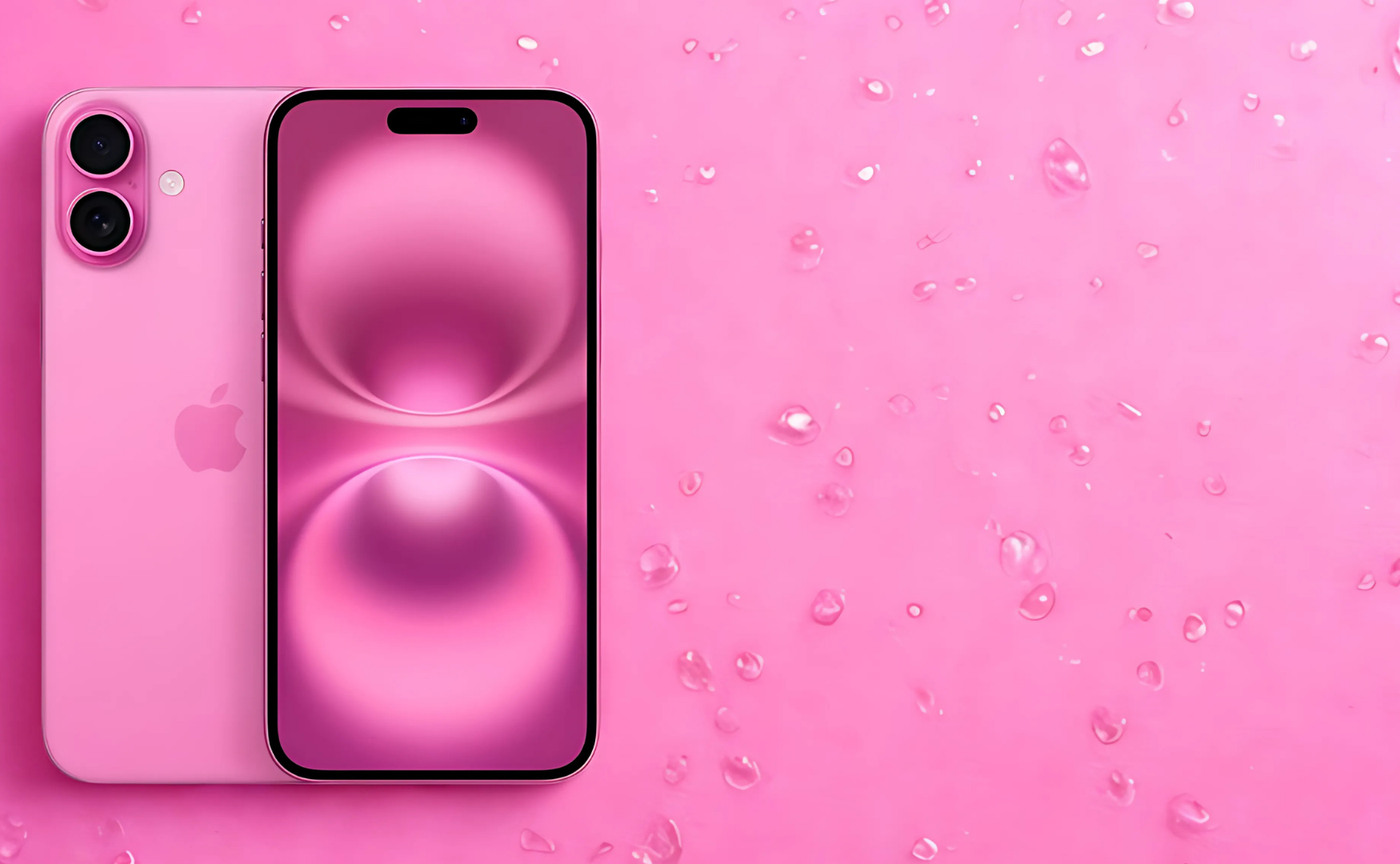 Iphone 16 in pink on pink backdrop