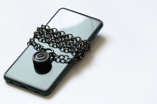 Phone with chain lock around it
