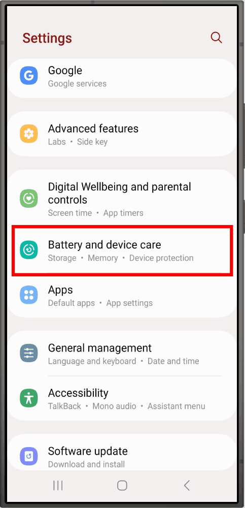 Samsung Battery and Device Care